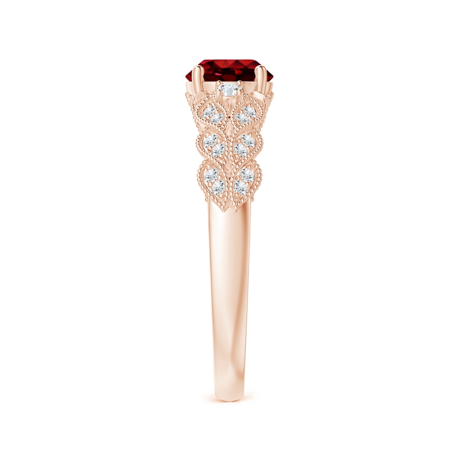 6mm AAAA Aeon Vintage Style Ruby Solitaire Engagement Ring with Milgrain in Rose Gold side-2