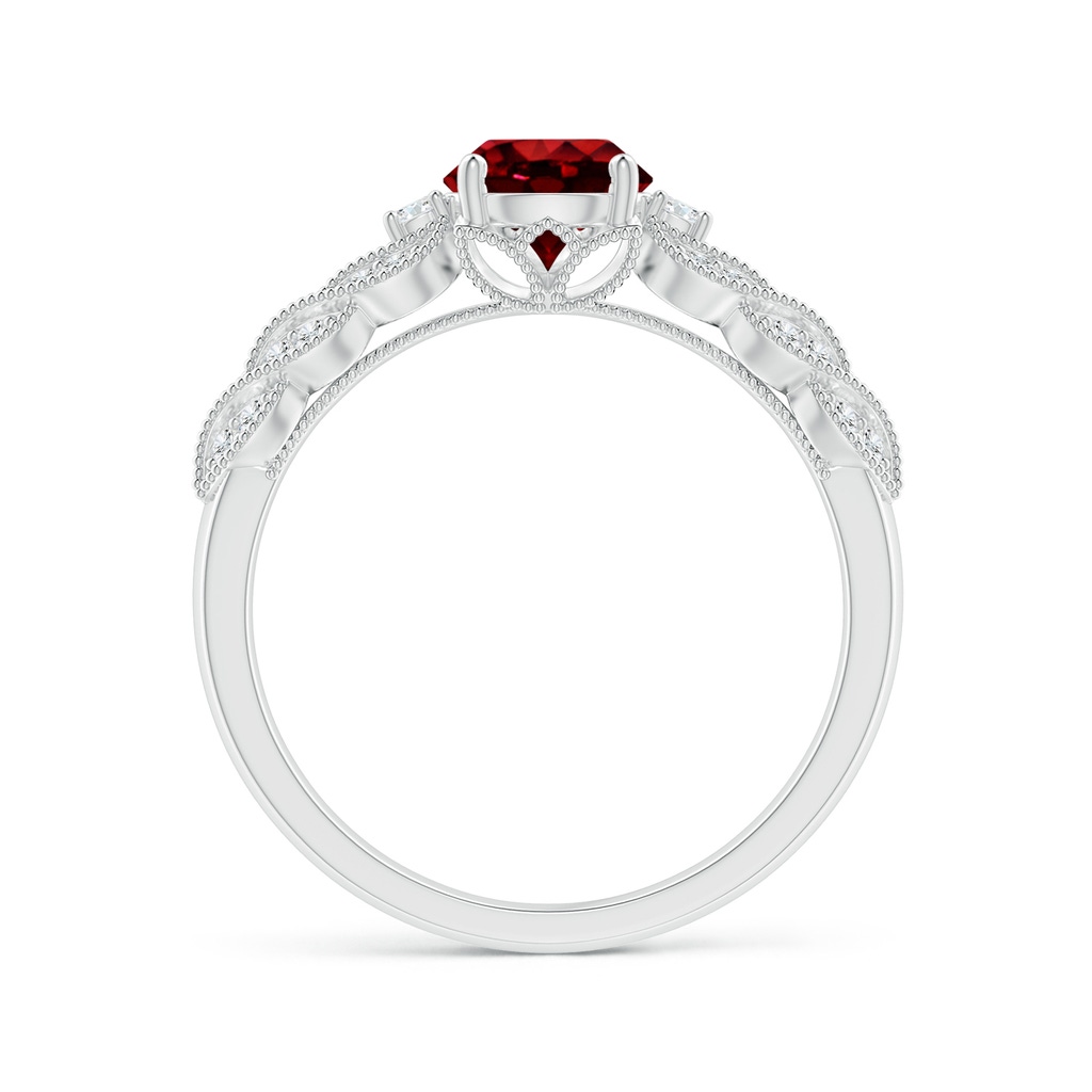 6mm Lab-Grown Aeon Vintage Style Ruby Solitaire Engagement Ring with Milgrain in White Gold - side_1