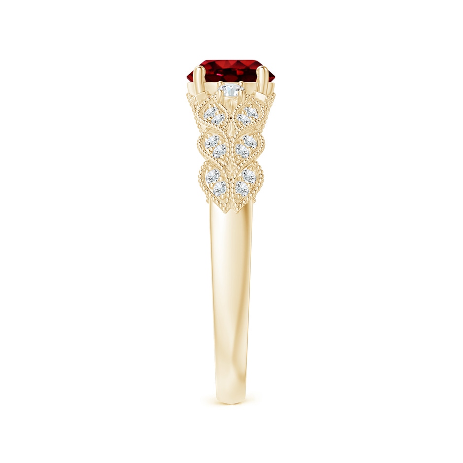 6mm Lab-Grown Aeon Vintage Style Ruby Solitaire Engagement Ring with Milgrain in Yellow Gold side-2