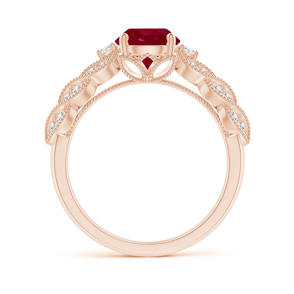 7mm AA Aeon Vintage Style Ruby Solitaire Engagement Ring with Milgrain in Rose Gold side-1