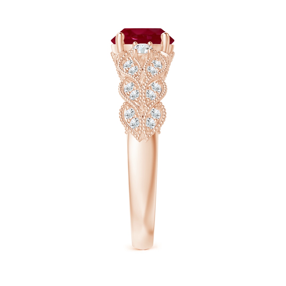 7mm AA Aeon Vintage Style Ruby Solitaire Engagement Ring with Milgrain in Rose Gold side-2