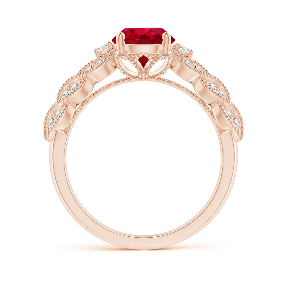 7mm AAA Aeon Vintage Style Ruby Solitaire Engagement Ring with Milgrain in Rose Gold side-1