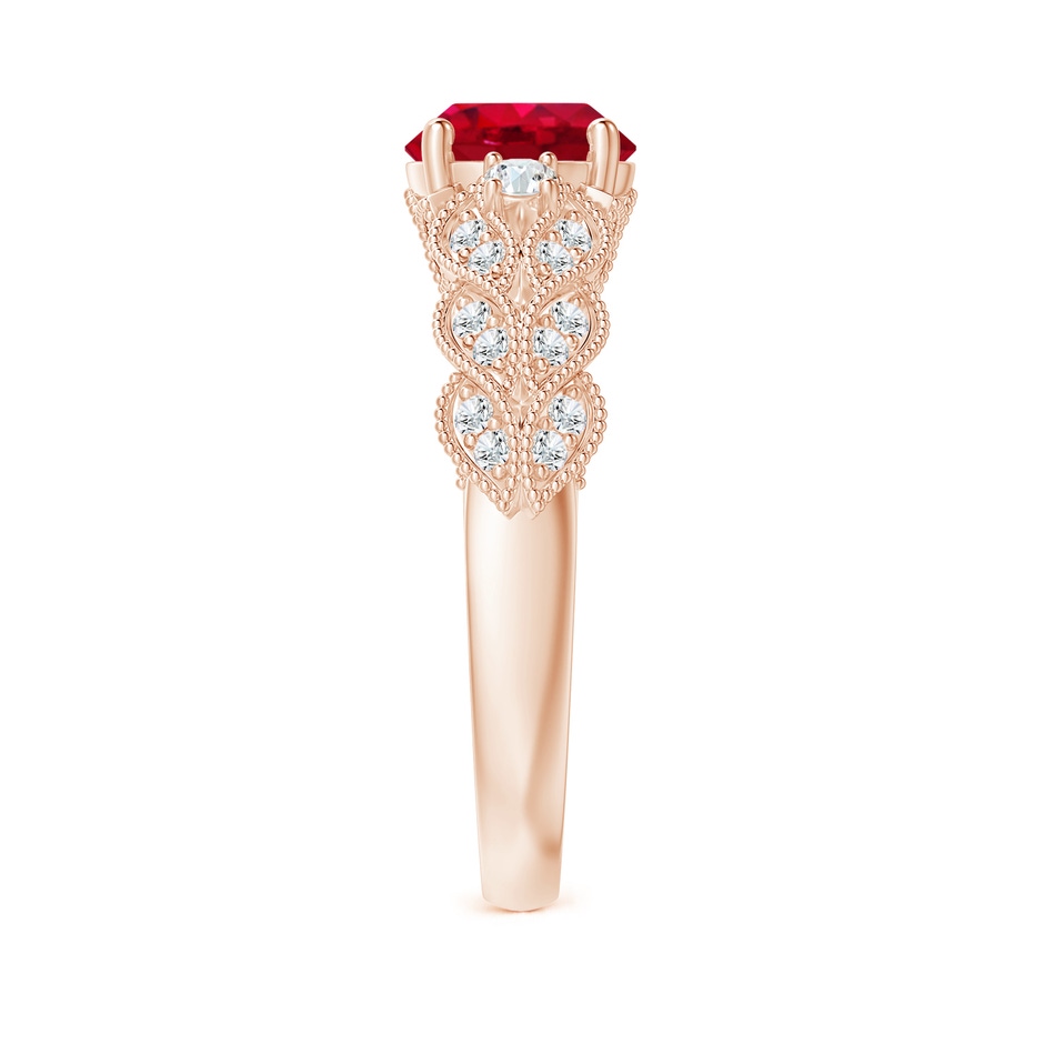 7mm AAA Aeon Vintage Style Ruby Solitaire Engagement Ring with Milgrain in Rose Gold side-2
