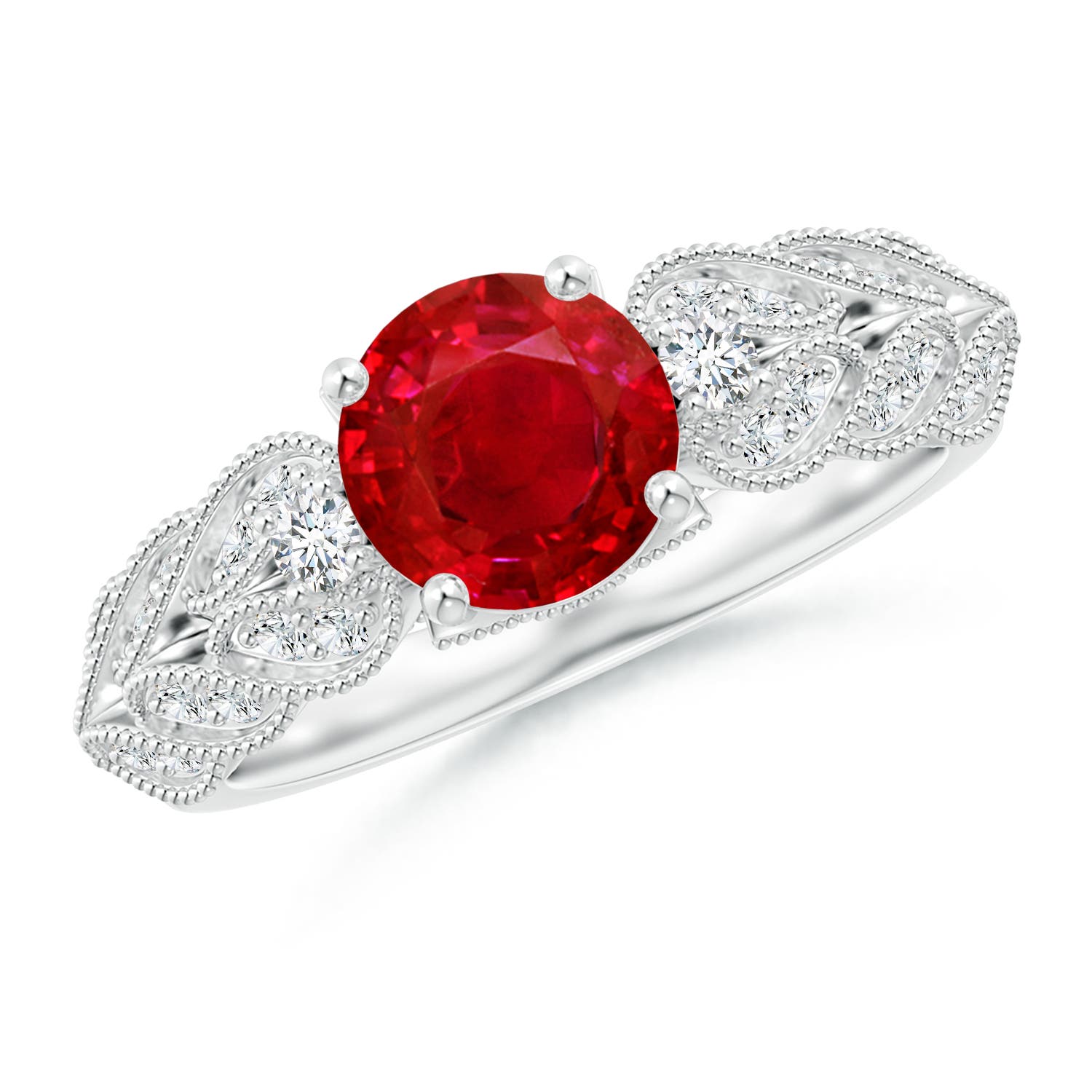 AAA - Ruby / 1.67 CT / 14 KT White Gold