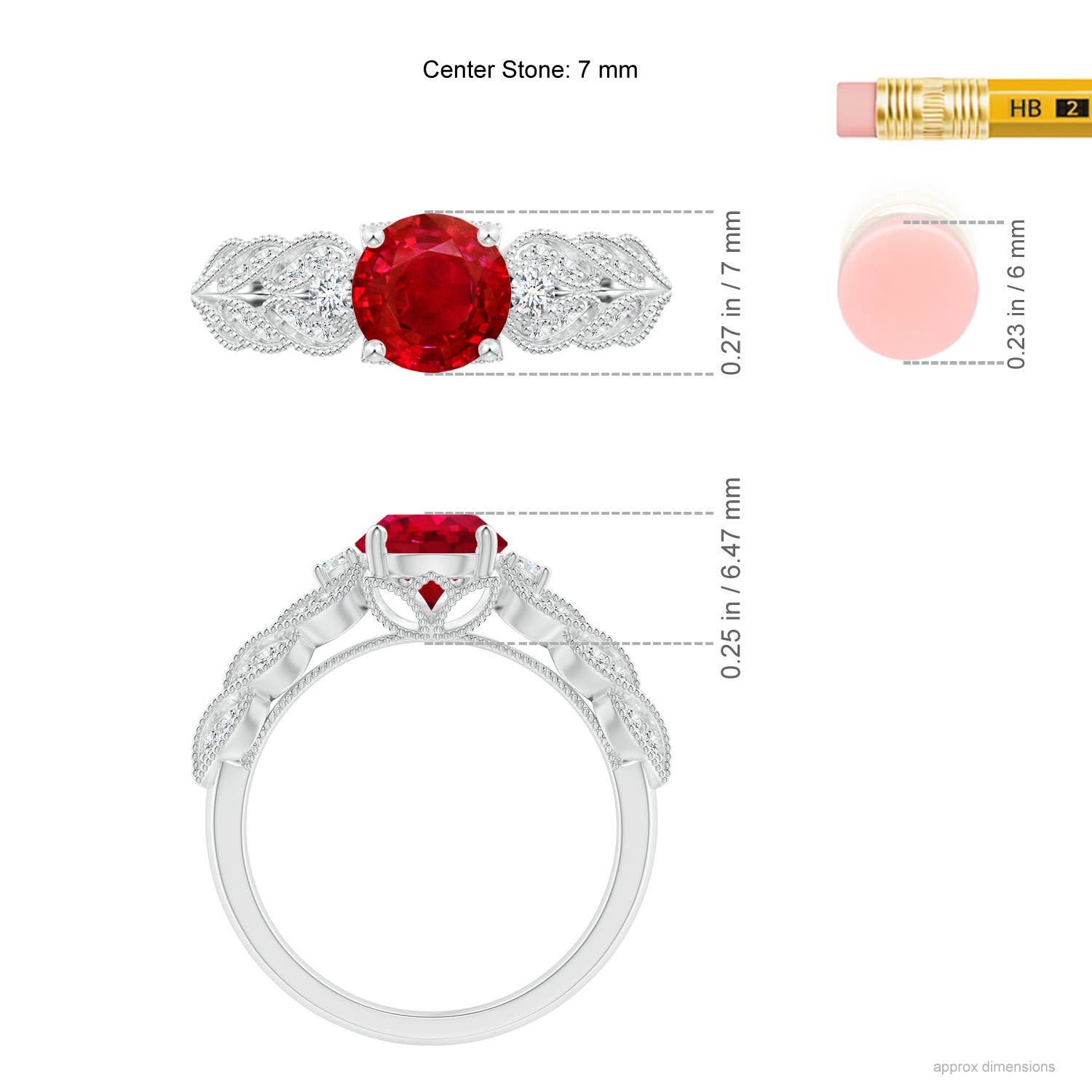 AAA - Ruby / 1.67 CT / 14 KT White Gold