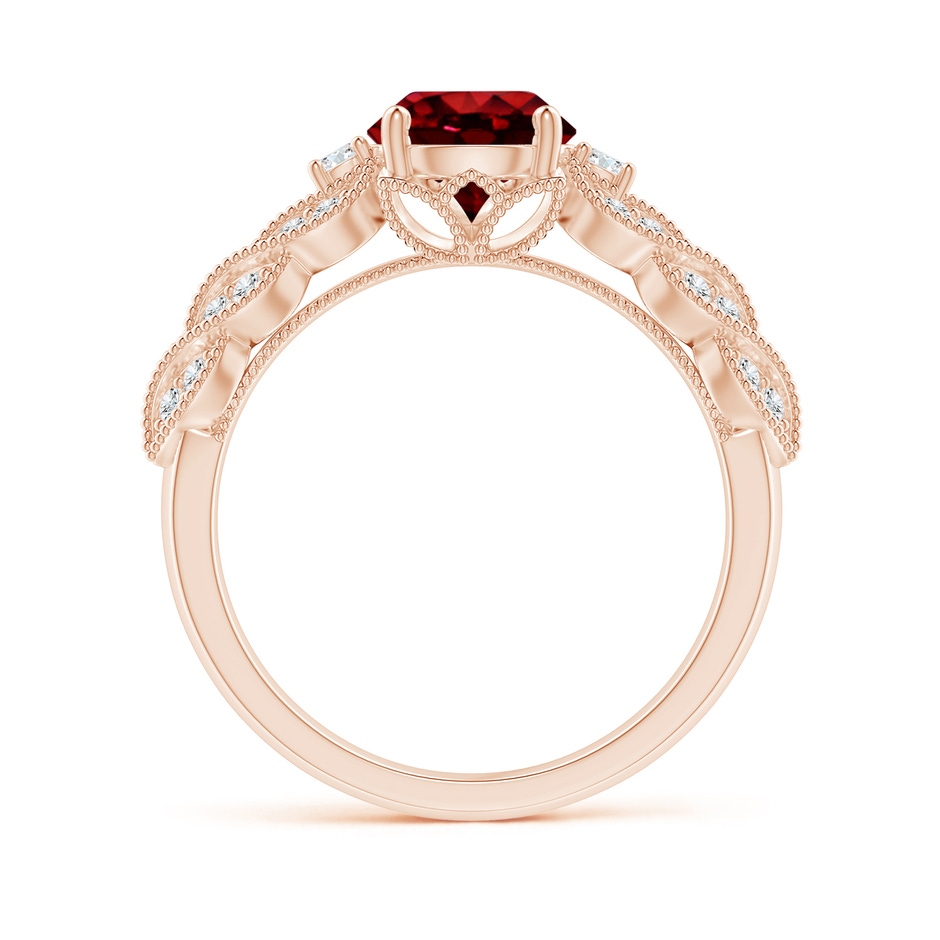 7mm Lab-Grown Aeon Vintage Style Ruby Solitaire Engagement Ring with Milgrain in Rose Gold side-1