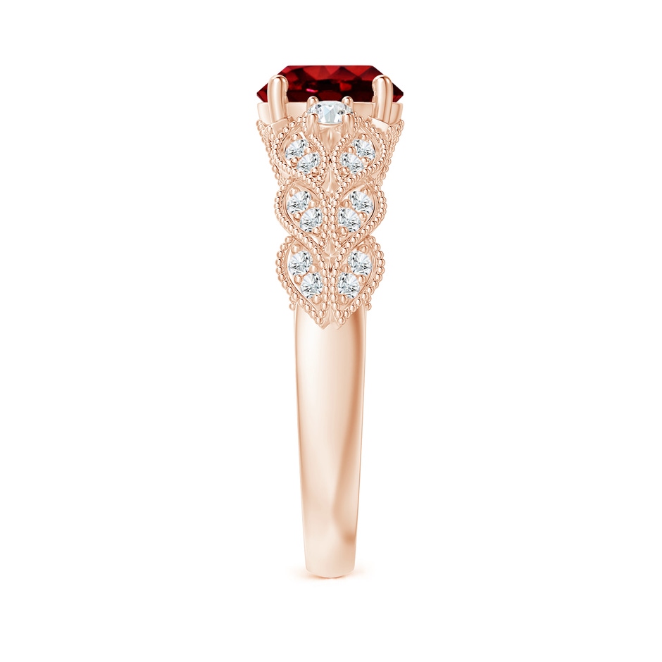 7mm Lab-Grown Aeon Vintage Style Ruby Solitaire Engagement Ring with Milgrain in Rose Gold side-2
