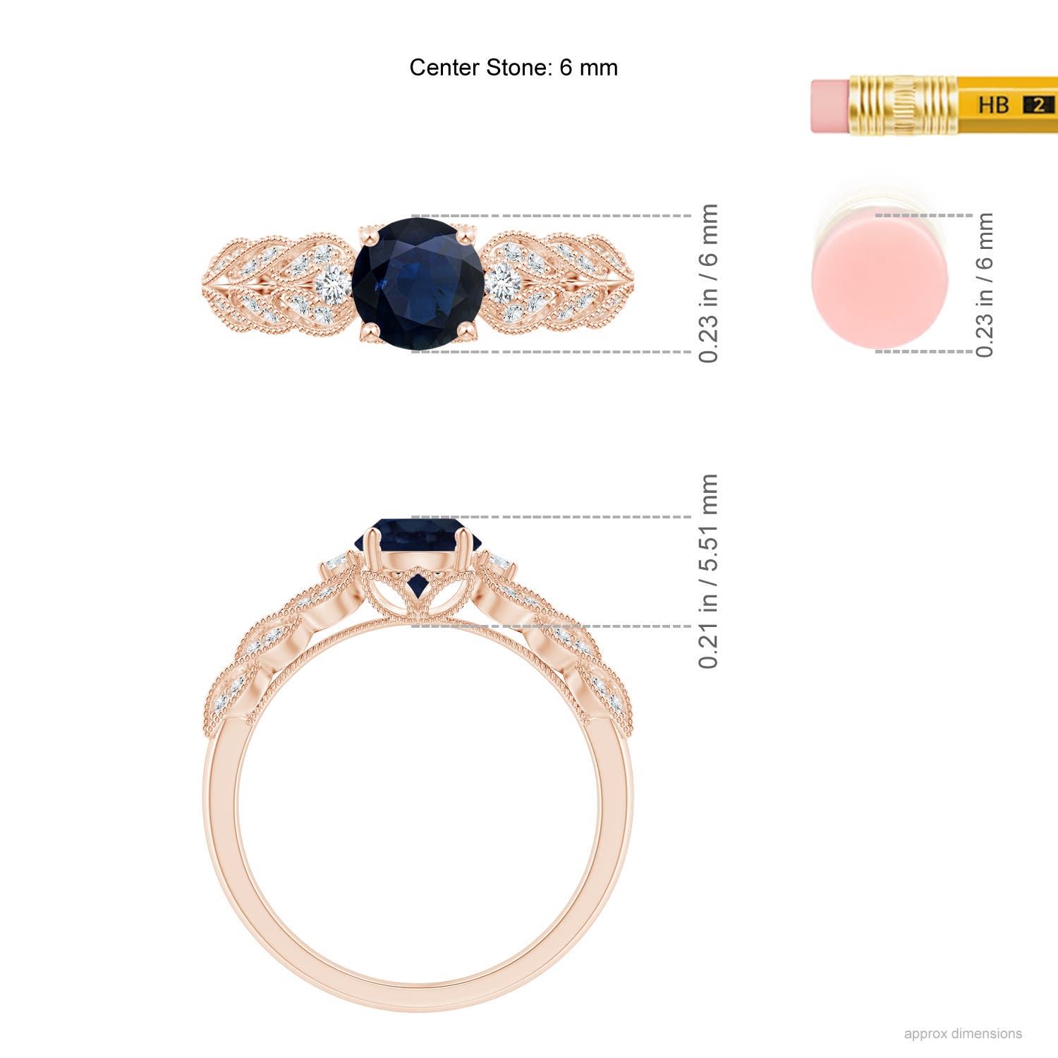 A - Blue Sapphire / 1.19 CT / 14 KT Rose Gold