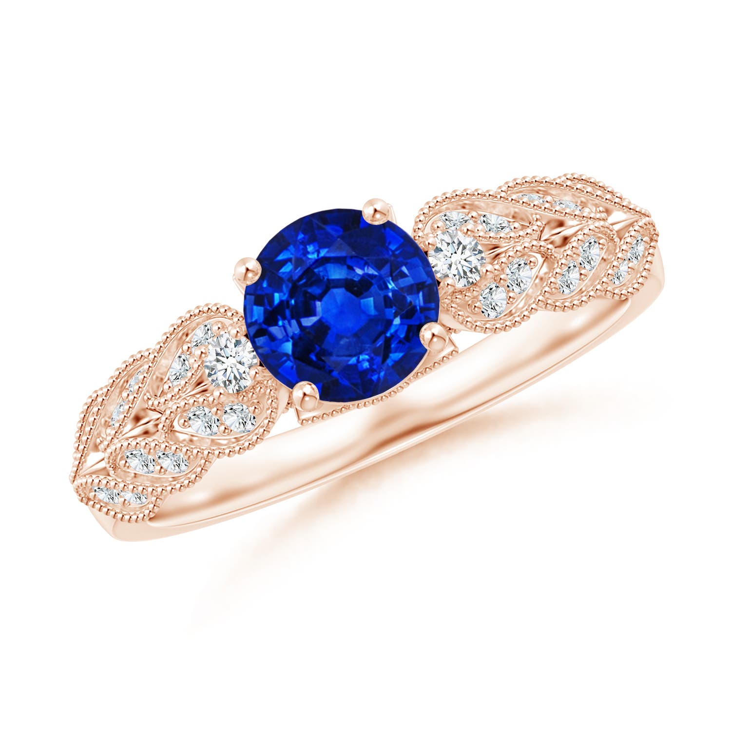 AAAA - Blue Sapphire / 1.19 CT / 14 KT Rose Gold