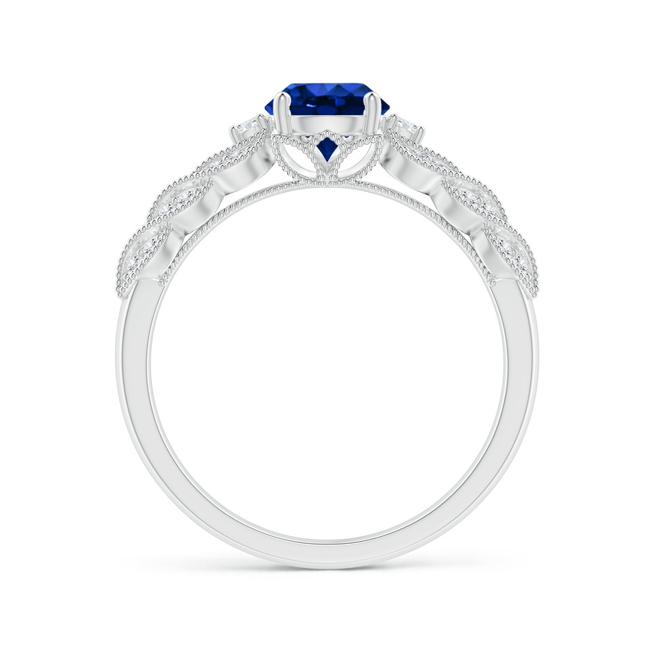 6mm Lab-Grown Aeon Vintage Style Sapphire Solitaire Engagement Ring with Milgrain in White Gold side-1