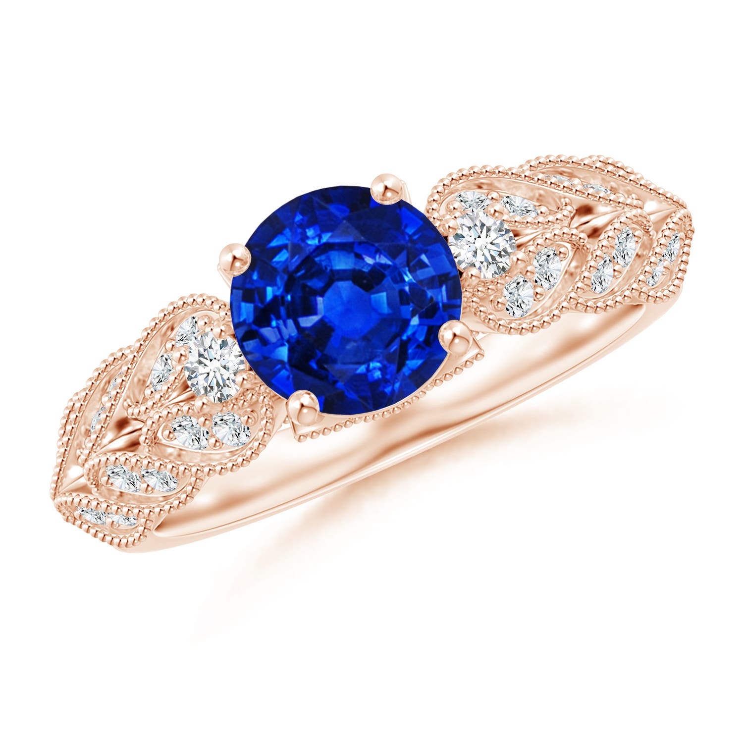 AAAA - Blue Sapphire / 1.87 CT / 14 KT Rose Gold