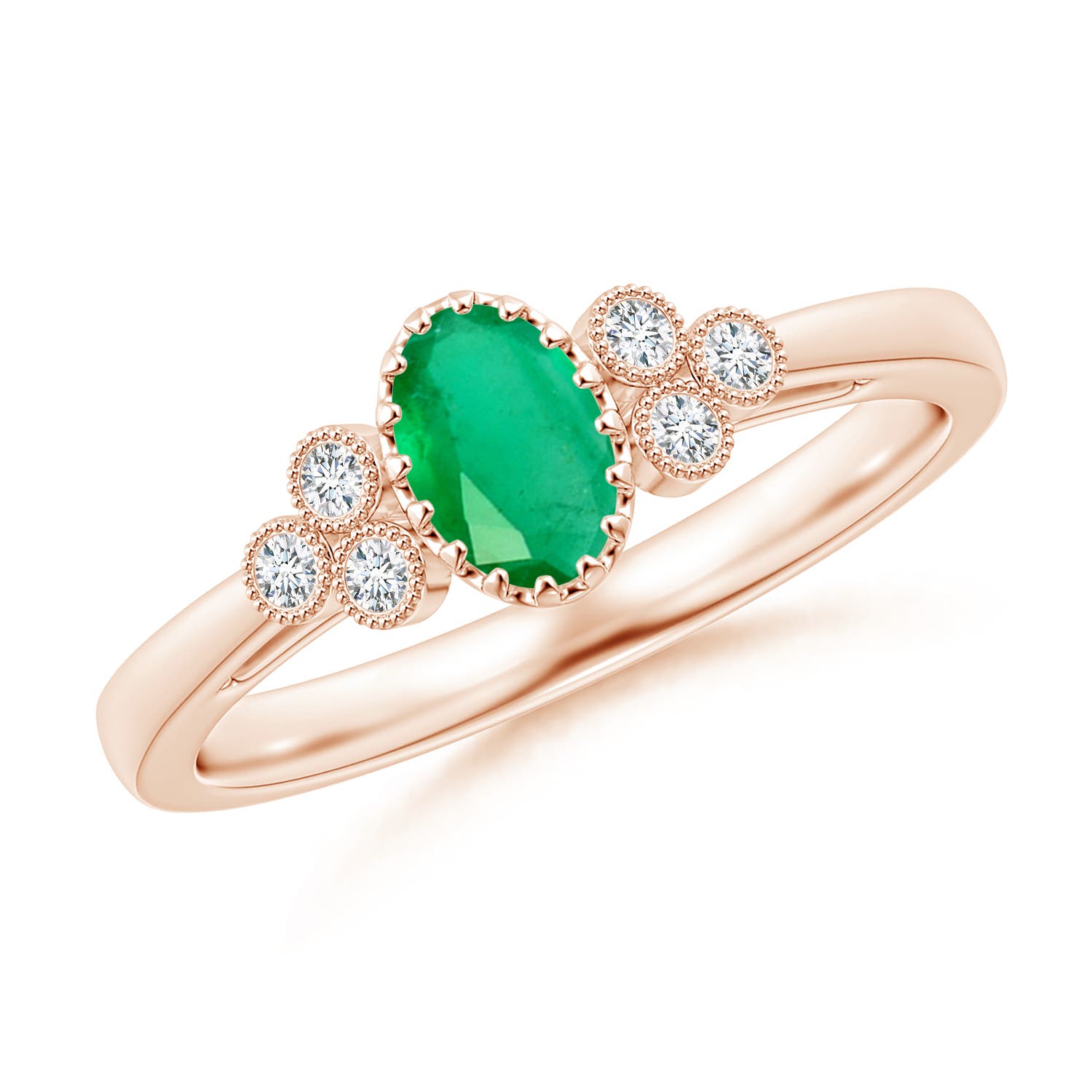 A - Emerald / 0.48 CT / 14 KT Rose Gold