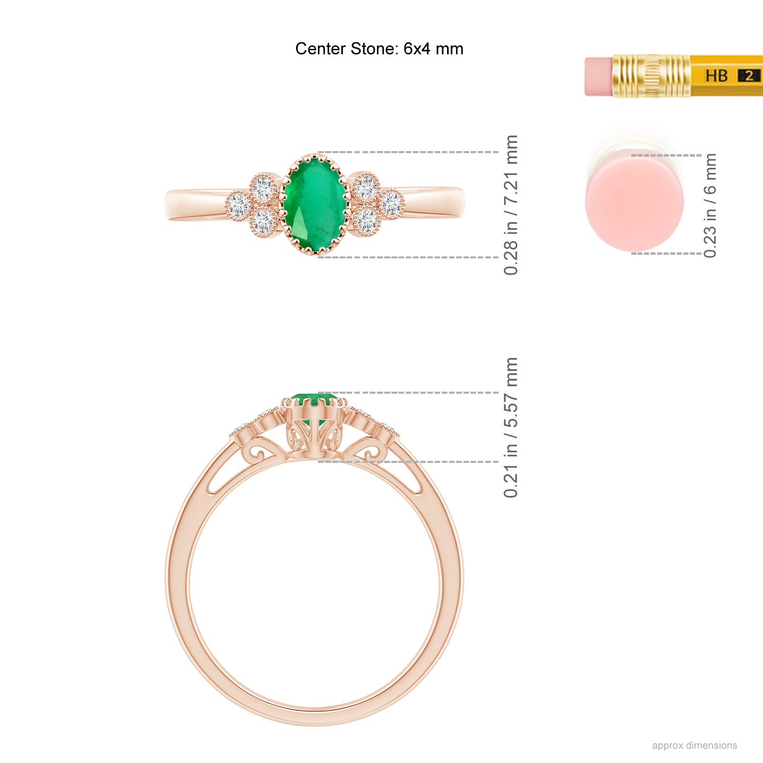 A - Emerald / 0.48 CT / 14 KT Rose Gold