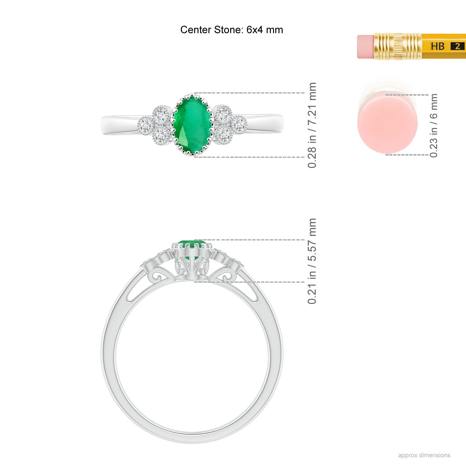 A - Emerald / 0.48 CT / 14 KT White Gold