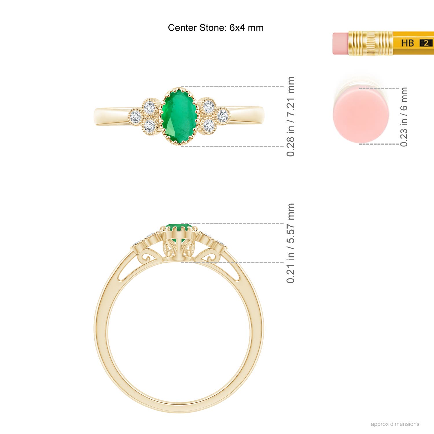A - Emerald / 0.48 CT / 14 KT Yellow Gold