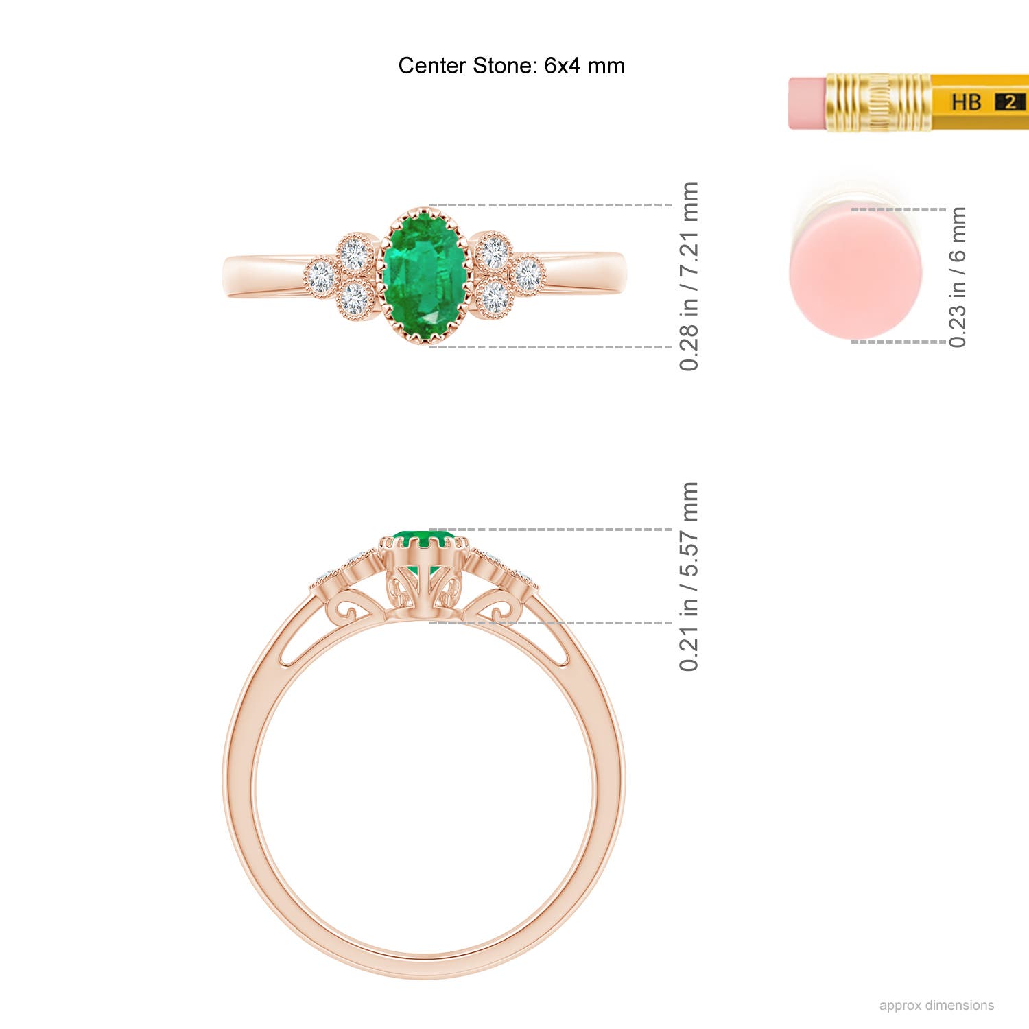 AA - Emerald / 0.48 CT / 14 KT Rose Gold