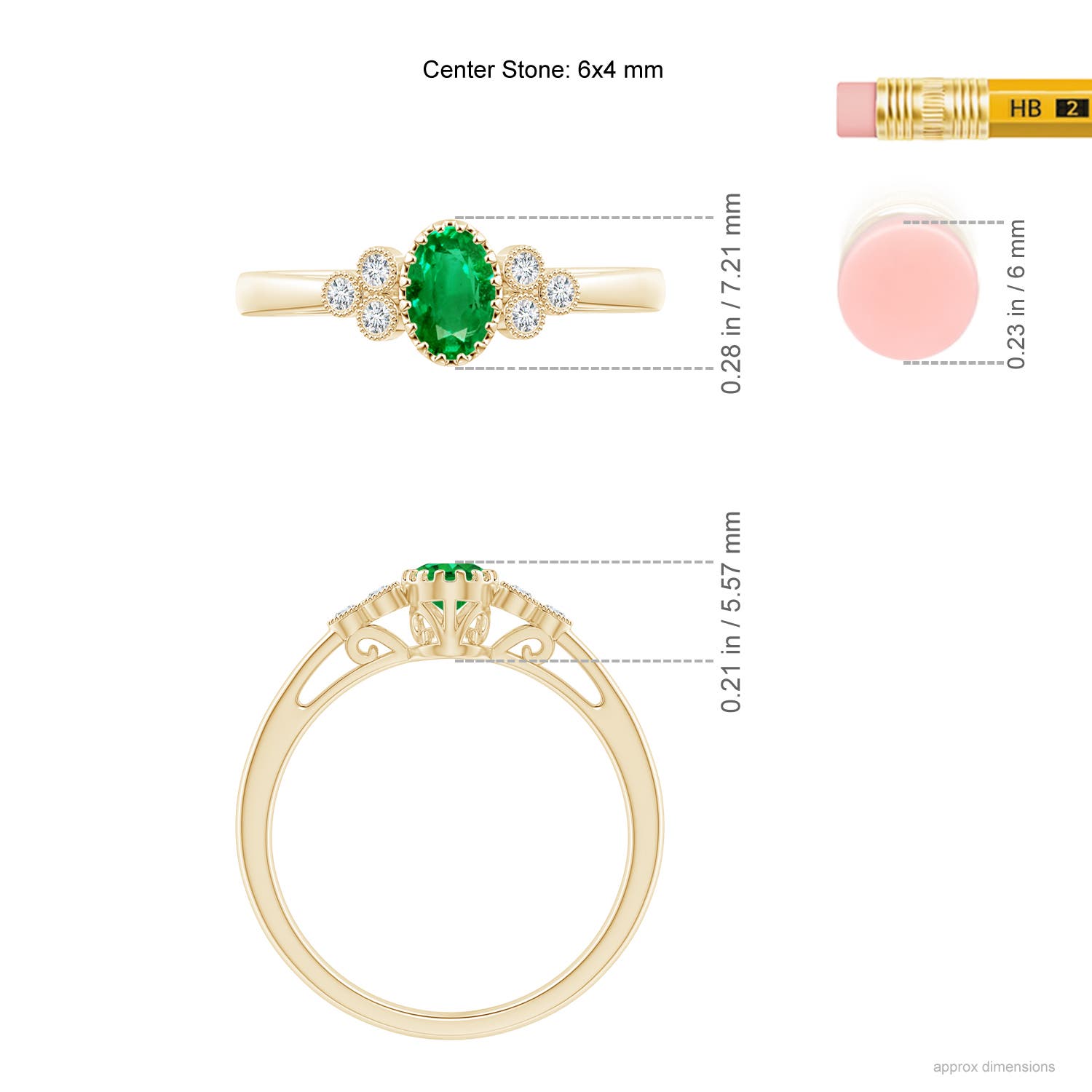 AAA - Emerald / 0.48 CT / 14 KT Yellow Gold