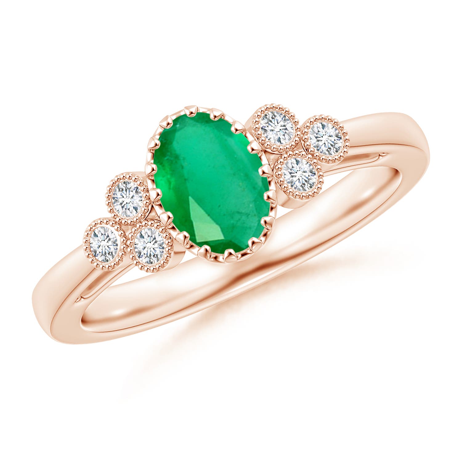 A - Emerald / 0.8 CT / 14 KT Rose Gold