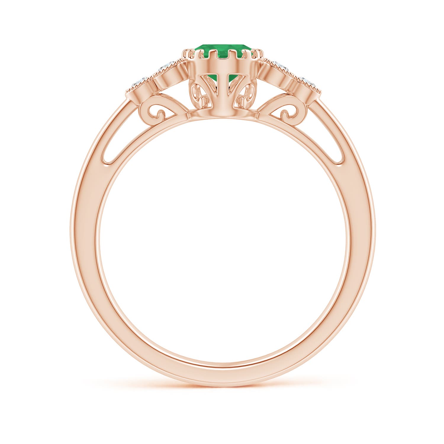 A - Emerald / 0.8 CT / 14 KT Rose Gold