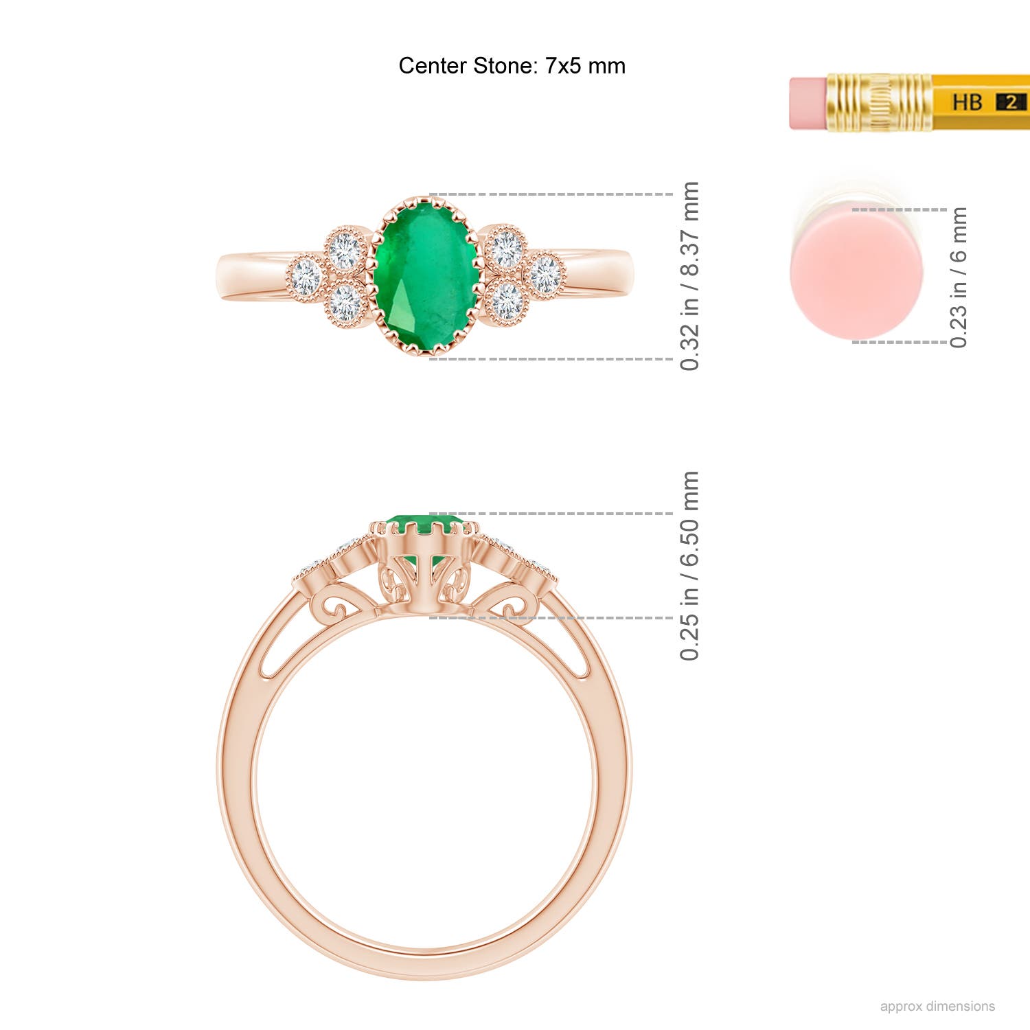 A - Emerald / 0.8 CT / 14 KT Rose Gold