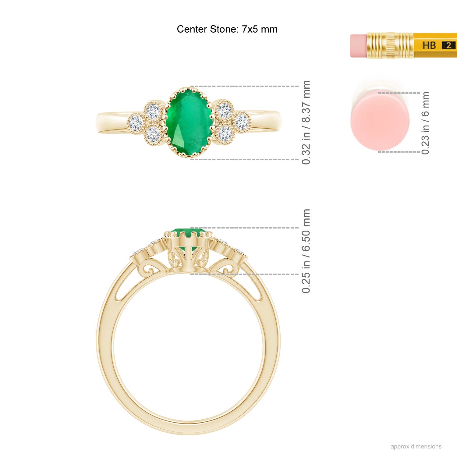 A - Emerald / 0.8 CT / 14 KT Yellow Gold