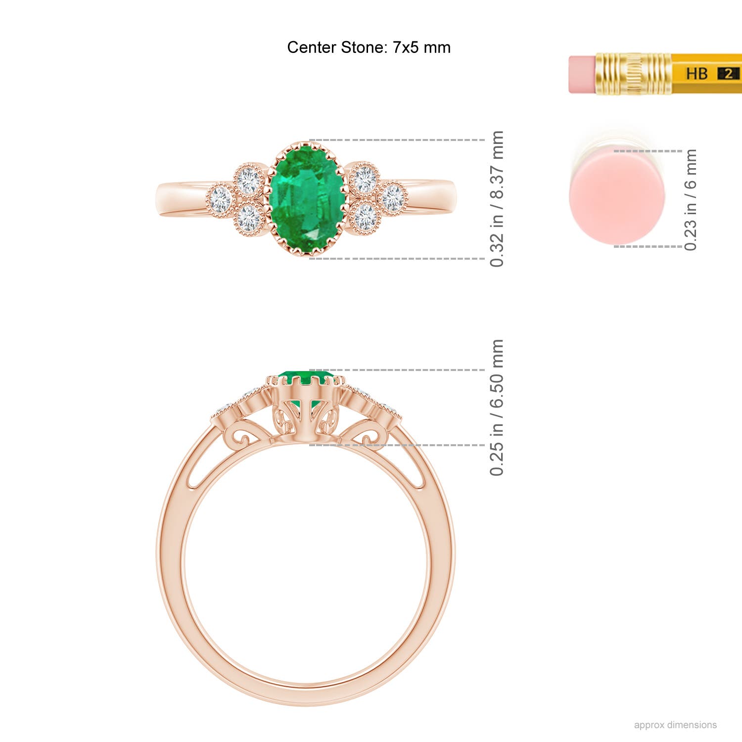 AA - Emerald / 0.8 CT / 14 KT Rose Gold