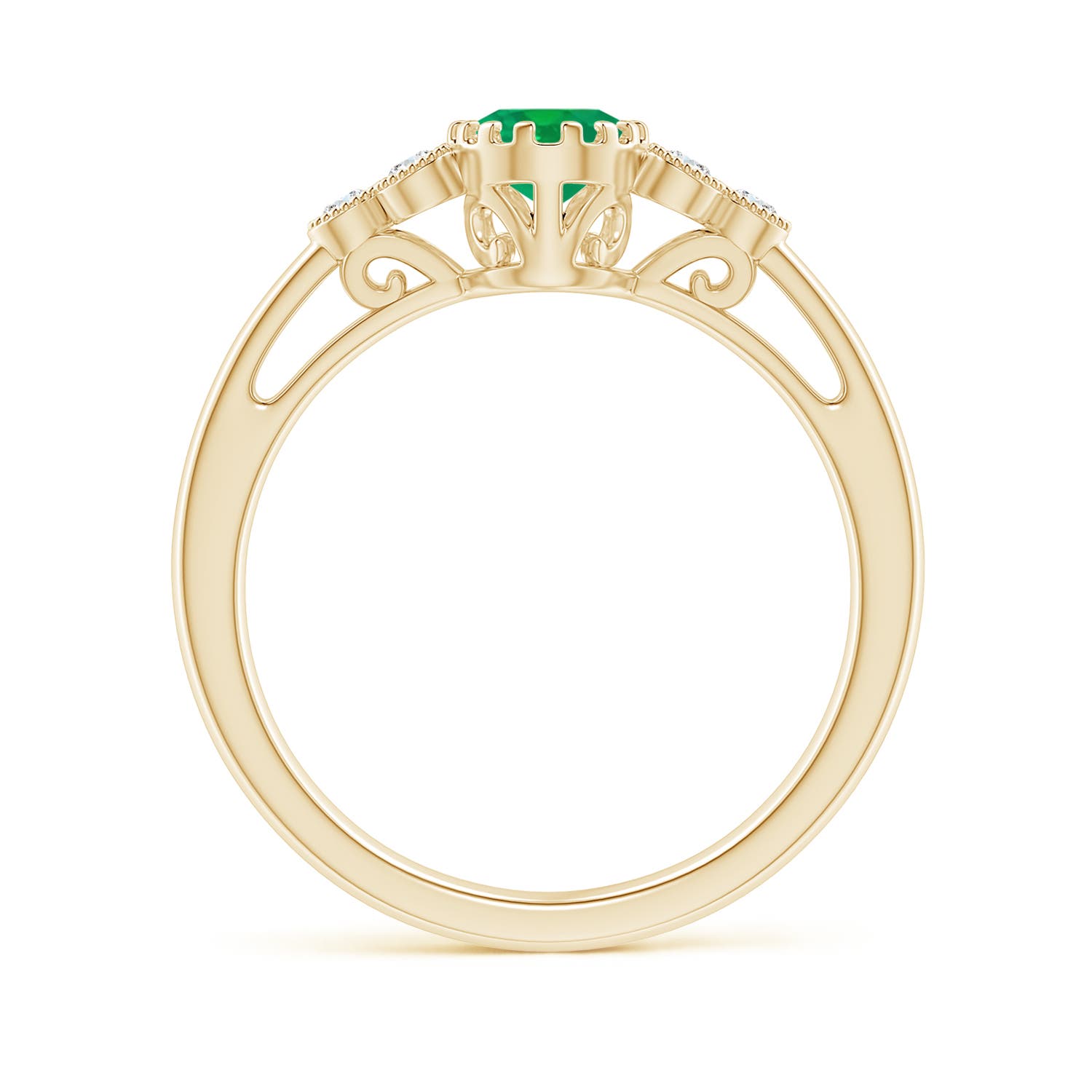 AA - Emerald / 0.8 CT / 14 KT Yellow Gold