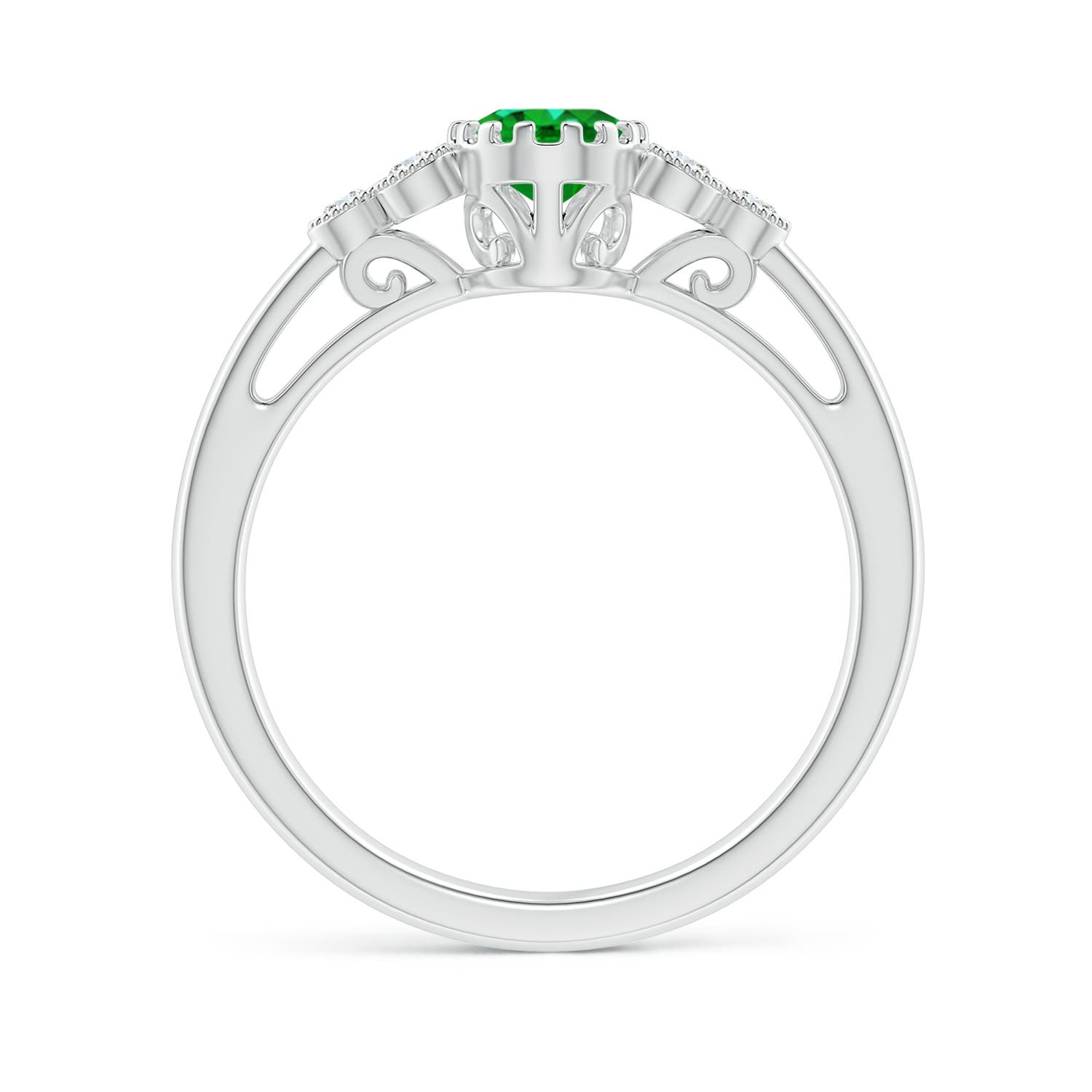 Premium - Lab-Grown Emerald / 0.8 CT / 18 KT White Gold