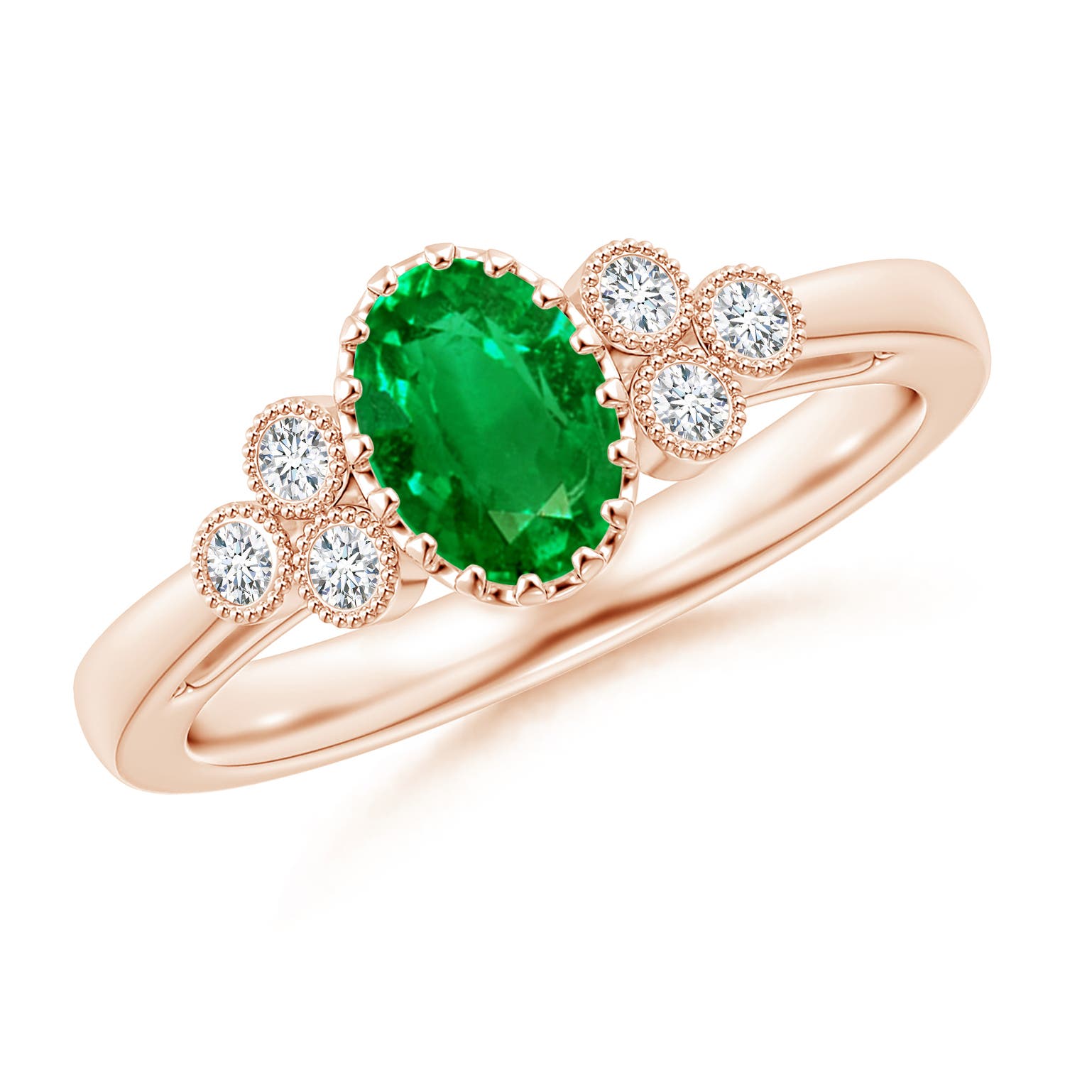 AAAA - Emerald / 0.8 CT / 14 KT Rose Gold