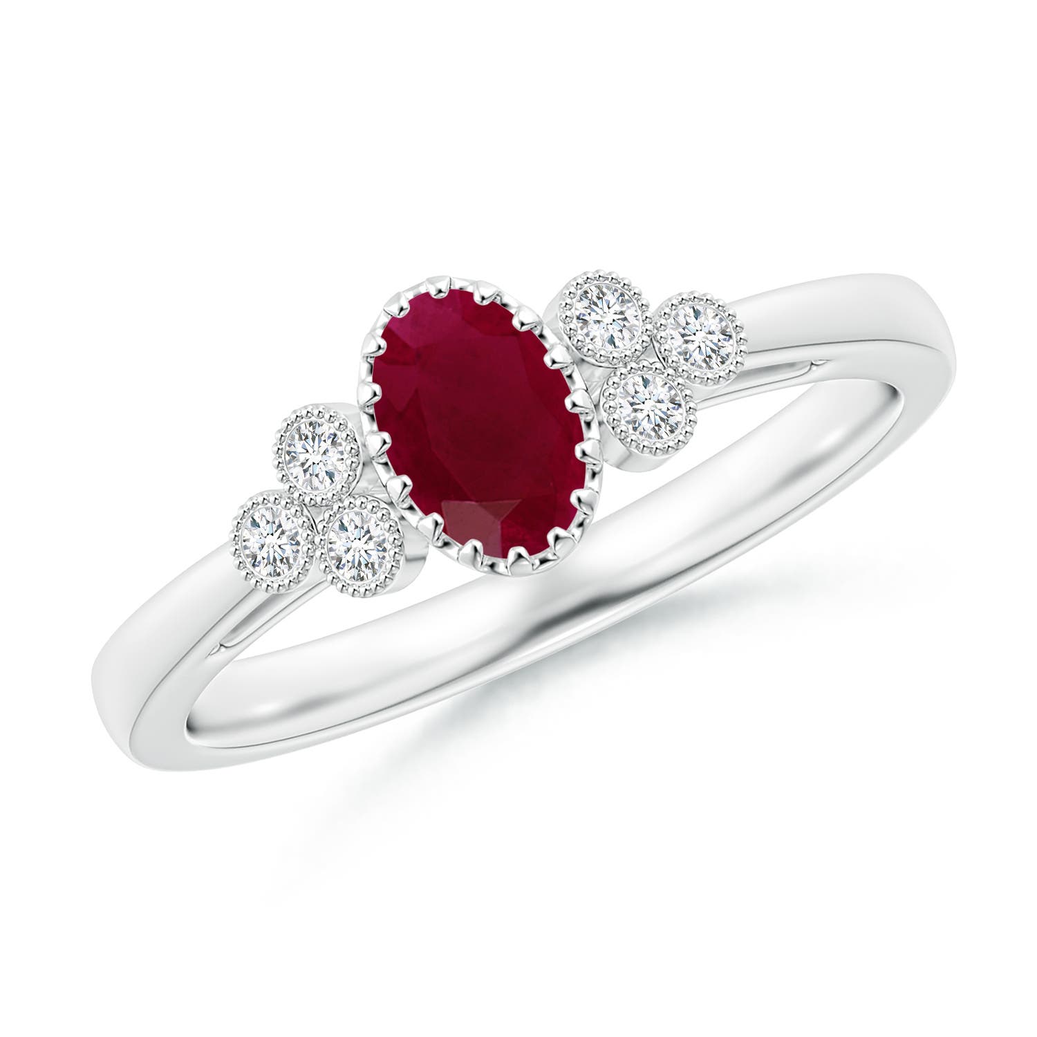 A - Ruby / 0.68 CT / 14 KT White Gold