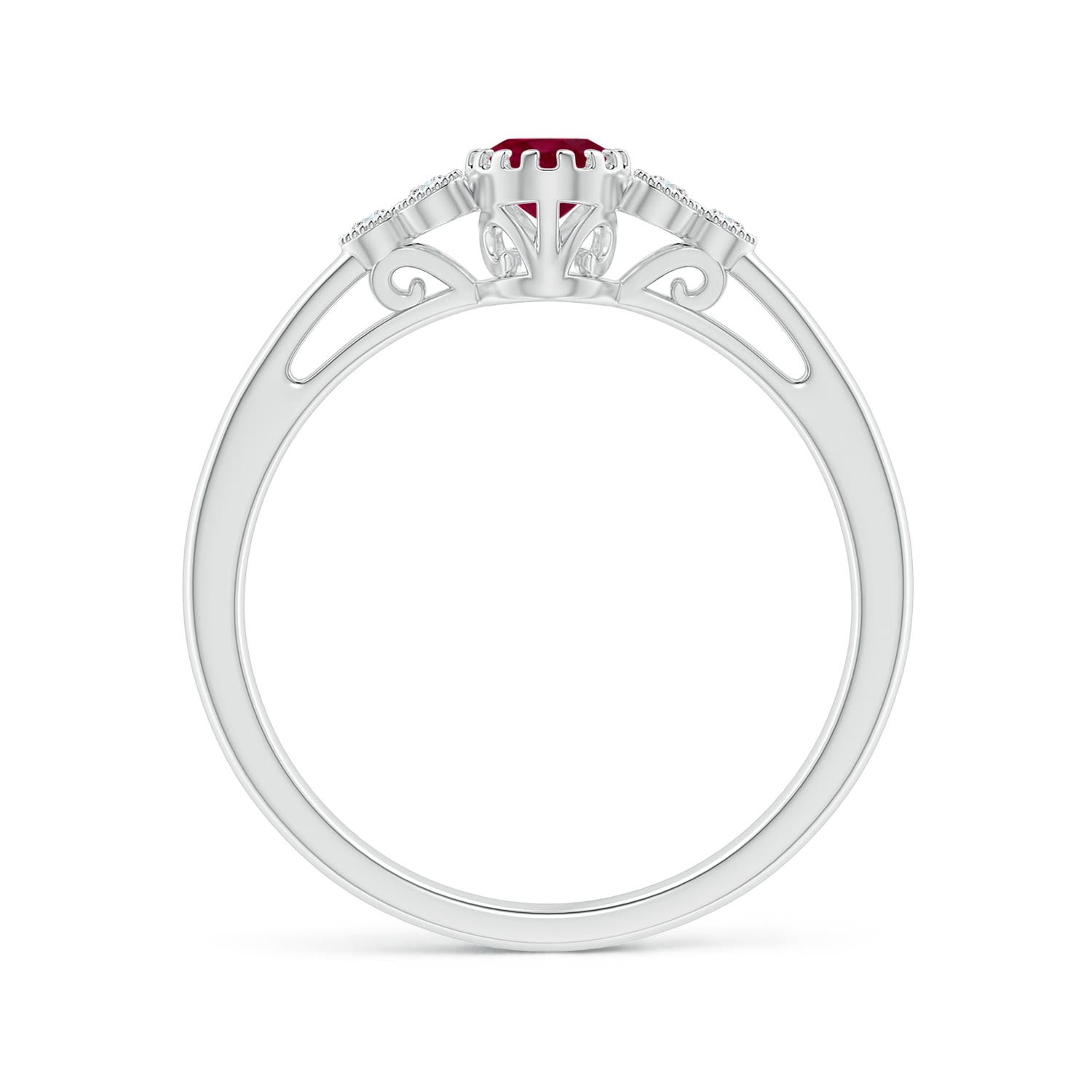 A - Ruby / 0.68 CT / 14 KT White Gold