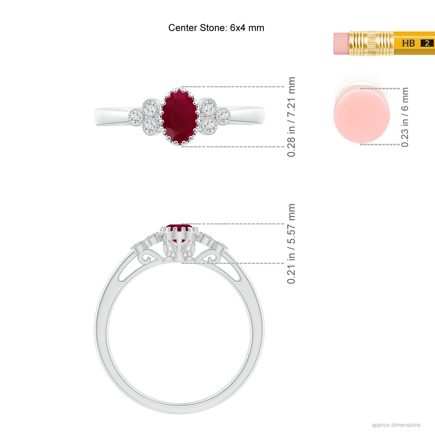 A - Ruby / 0.68 CT / 14 KT White Gold