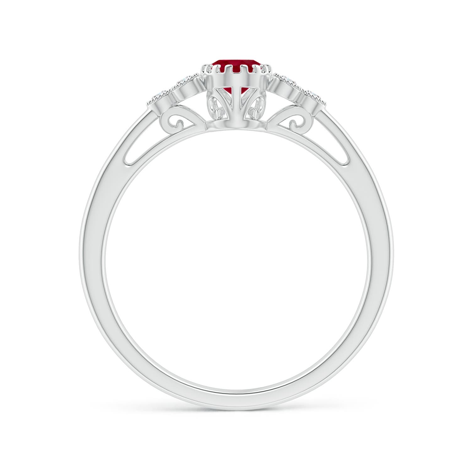 AA - Ruby / 0.68 CT / 14 KT White Gold