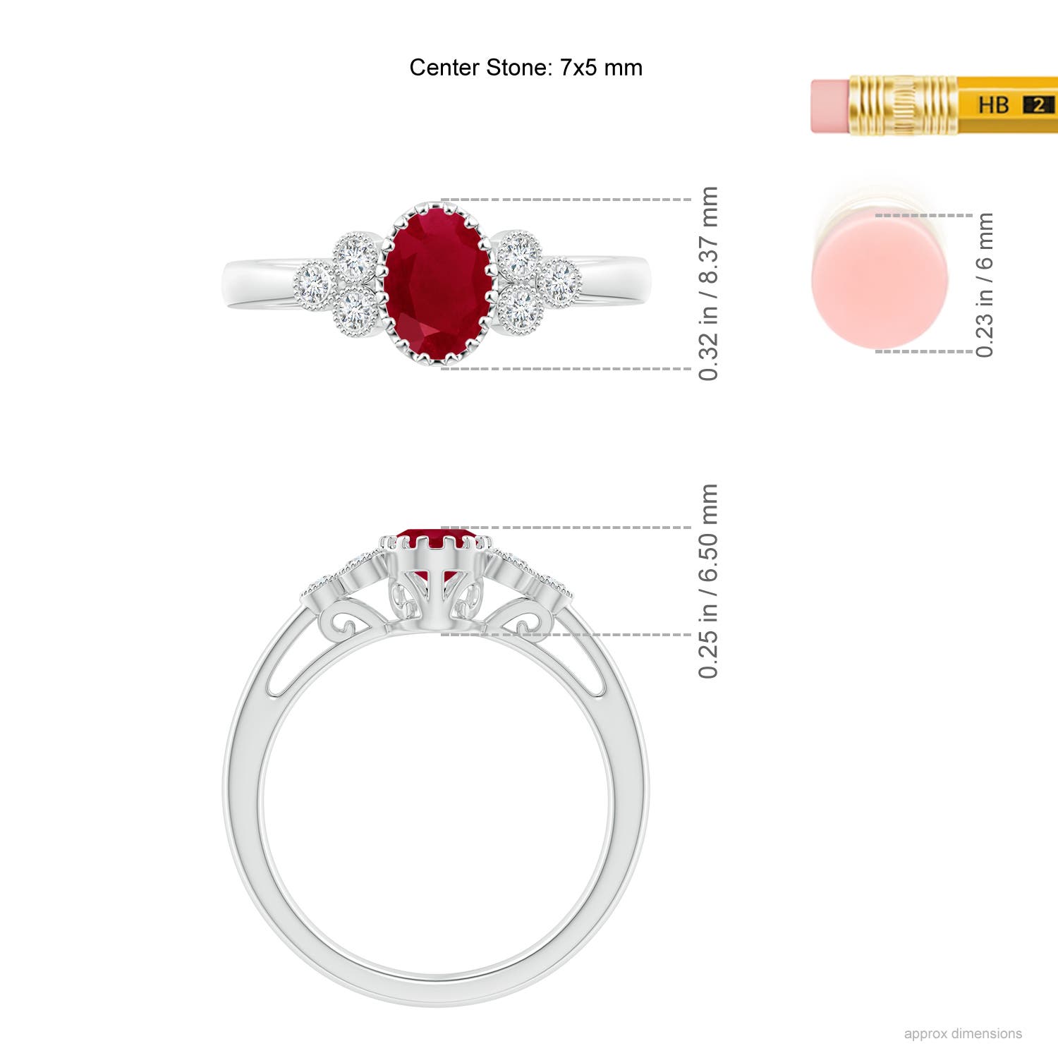 AA - Ruby / 1.14 CT / 14 KT White Gold