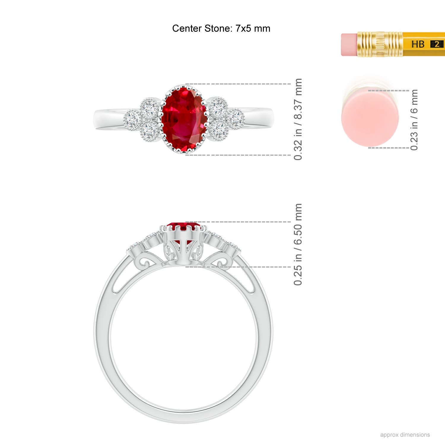 AAA - Ruby / 1.14 CT / 14 KT White Gold