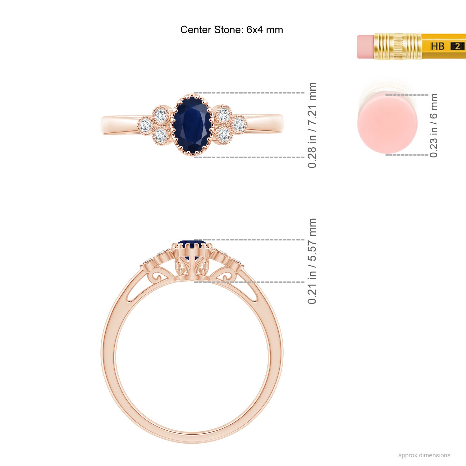 A - Blue Sapphire / 0.68 CT / 14 KT Rose Gold