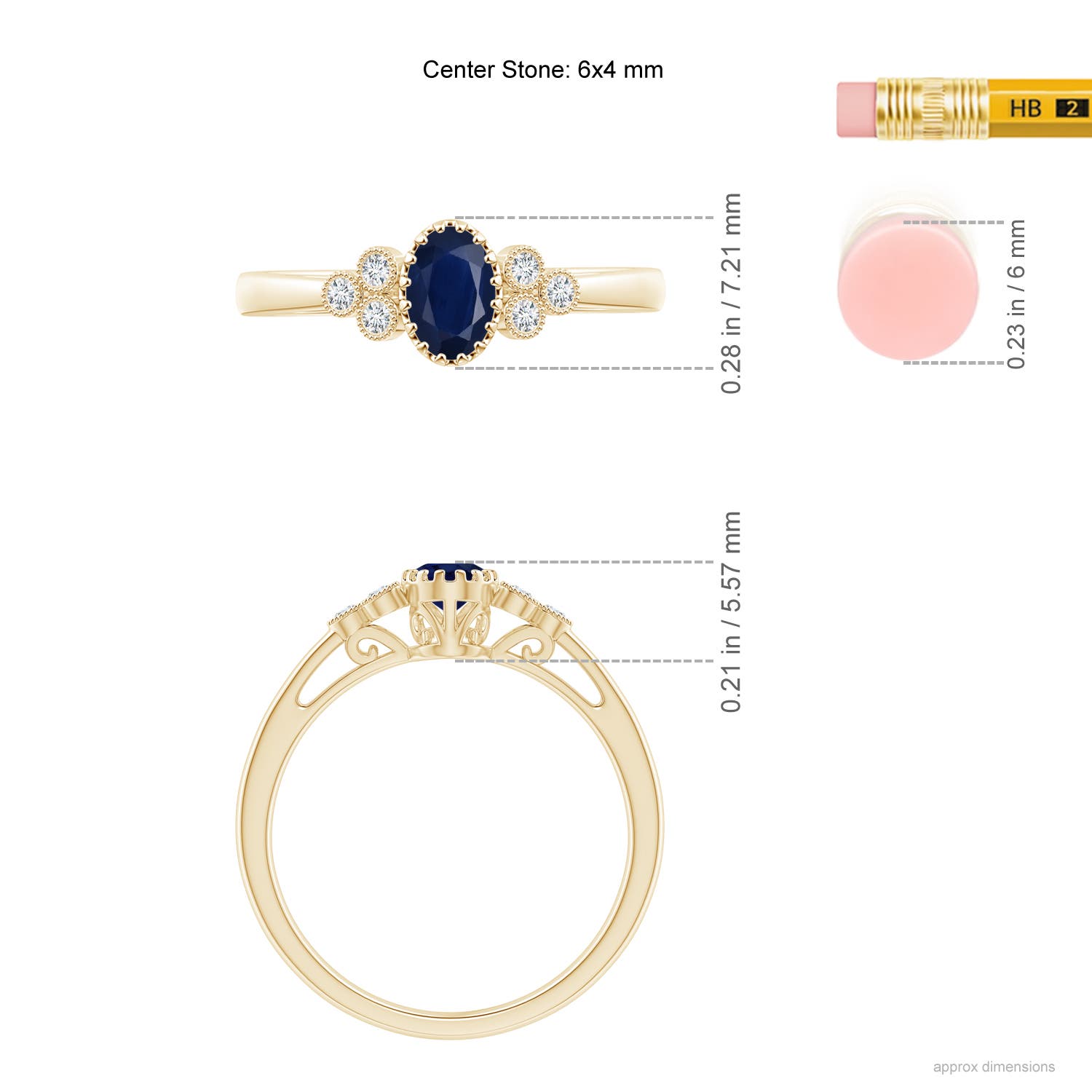 A - Blue Sapphire / 0.68 CT / 14 KT Yellow Gold