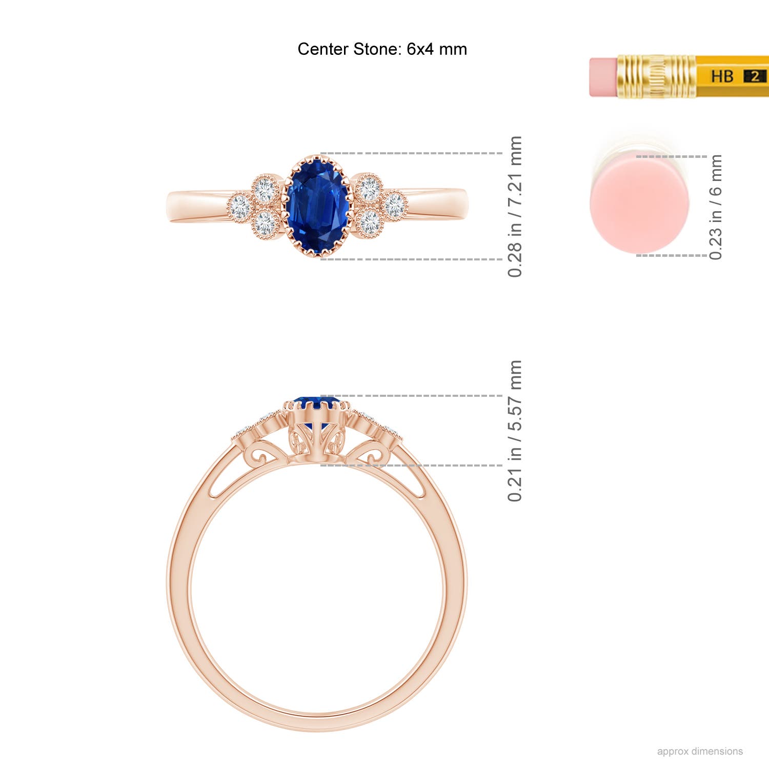 AAA - Blue Sapphire / 0.68 CT / 14 KT Rose Gold