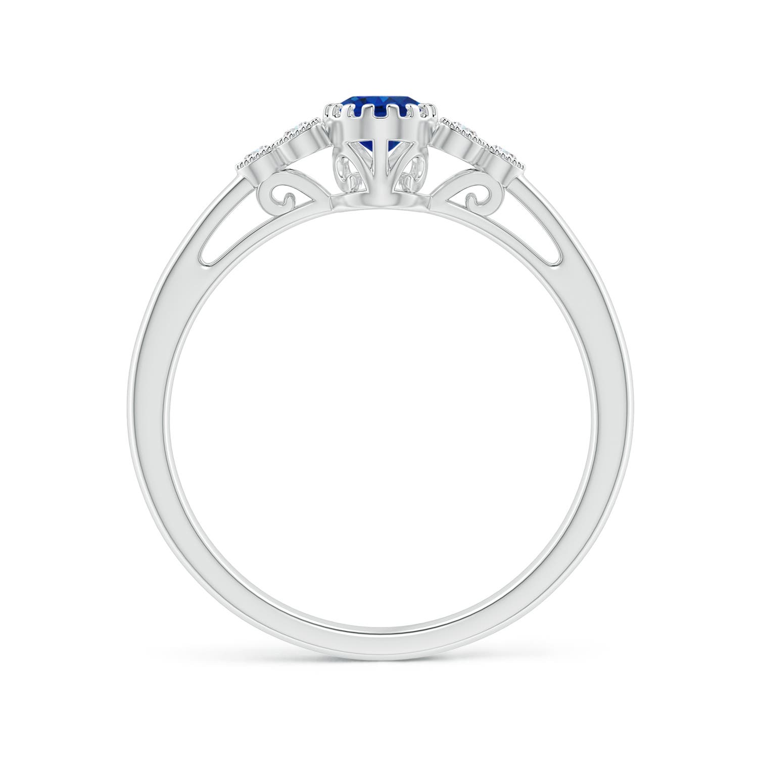 AAA - Blue Sapphire / 0.68 CT / 14 KT White Gold