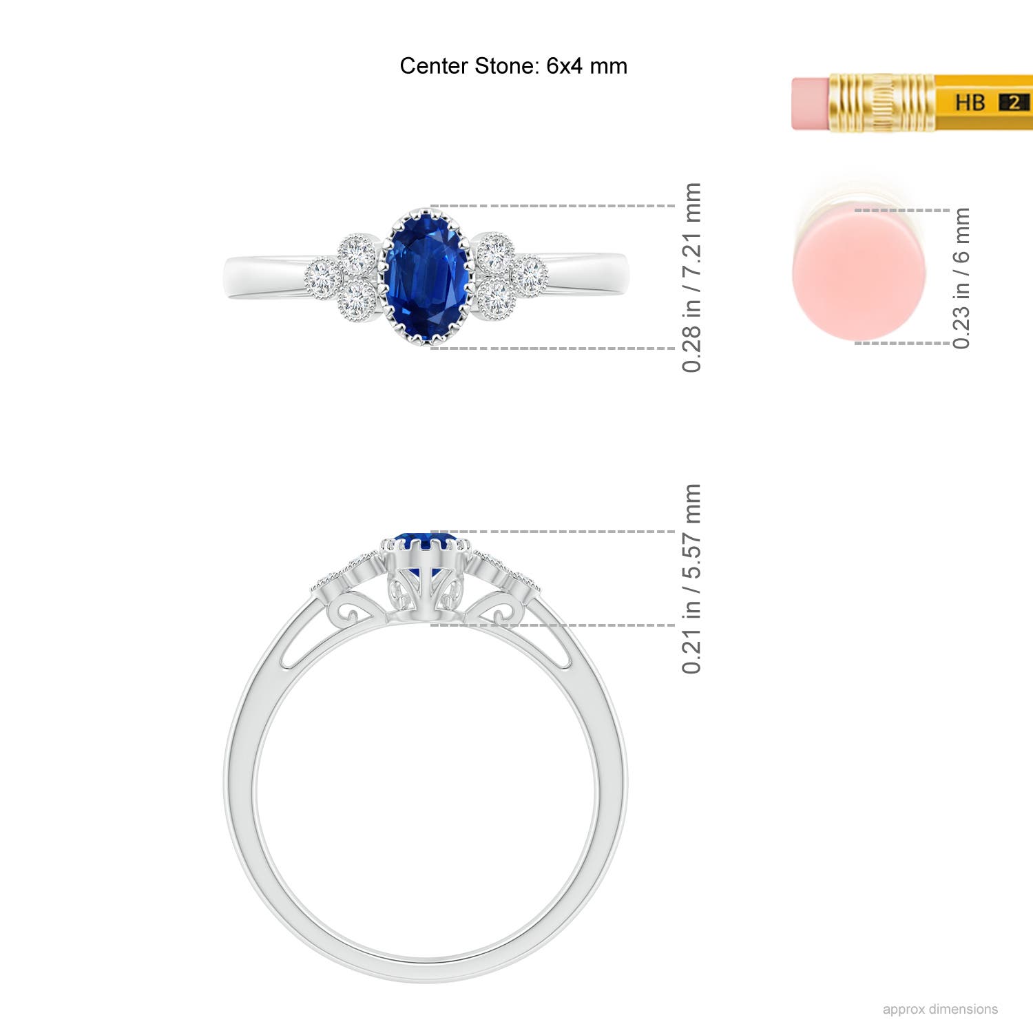 AAA - Blue Sapphire / 0.68 CT / 14 KT White Gold