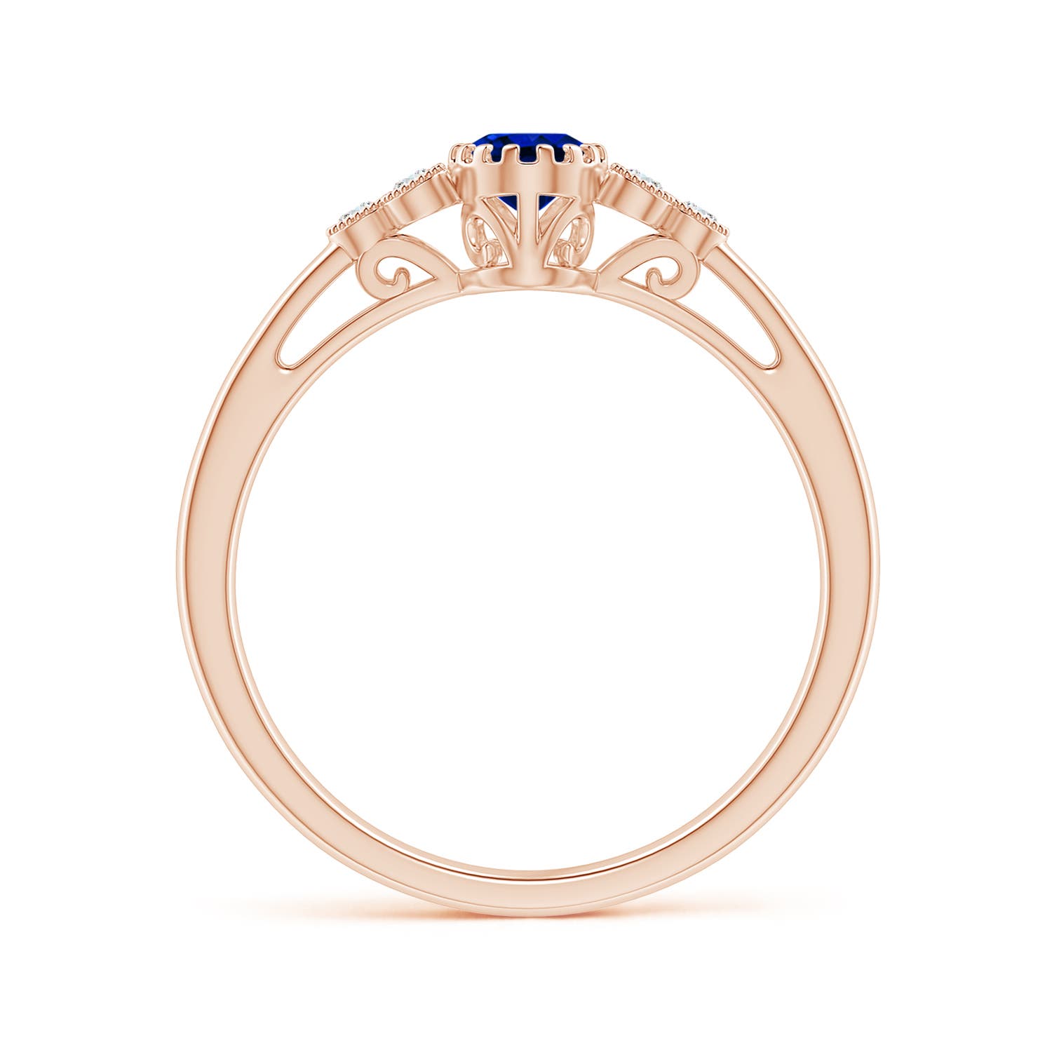 AAAA - Blue Sapphire / 0.68 CT / 14 KT Rose Gold