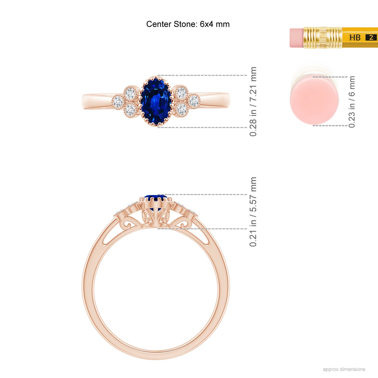 AAAA - Blue Sapphire / 0.68 CT / 14 KT Rose Gold