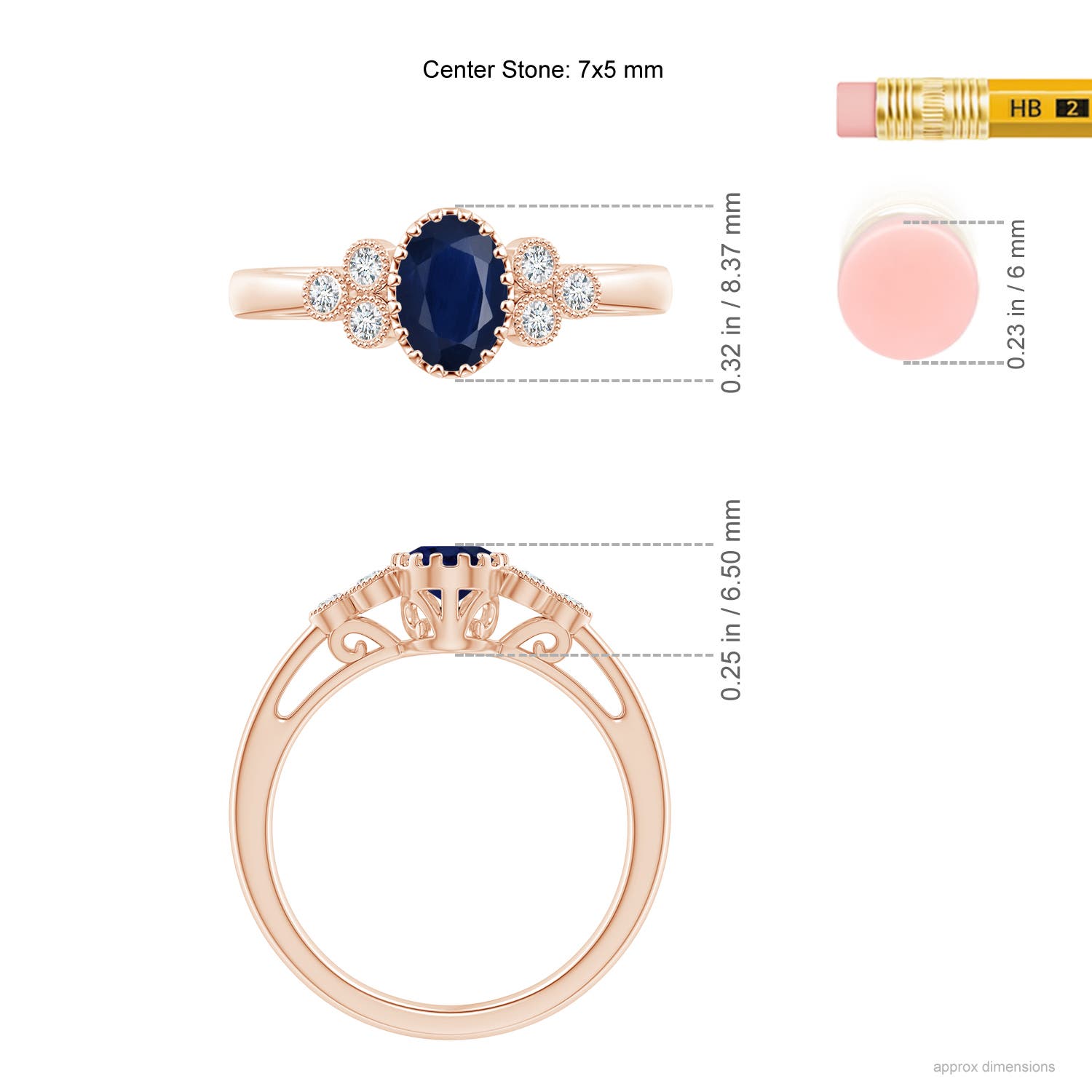 A - Blue Sapphire / 0.99 CT / 14 KT Rose Gold