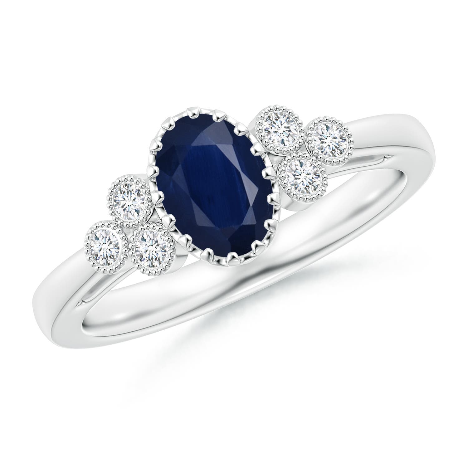 A - Blue Sapphire / 0.99 CT / 14 KT White Gold