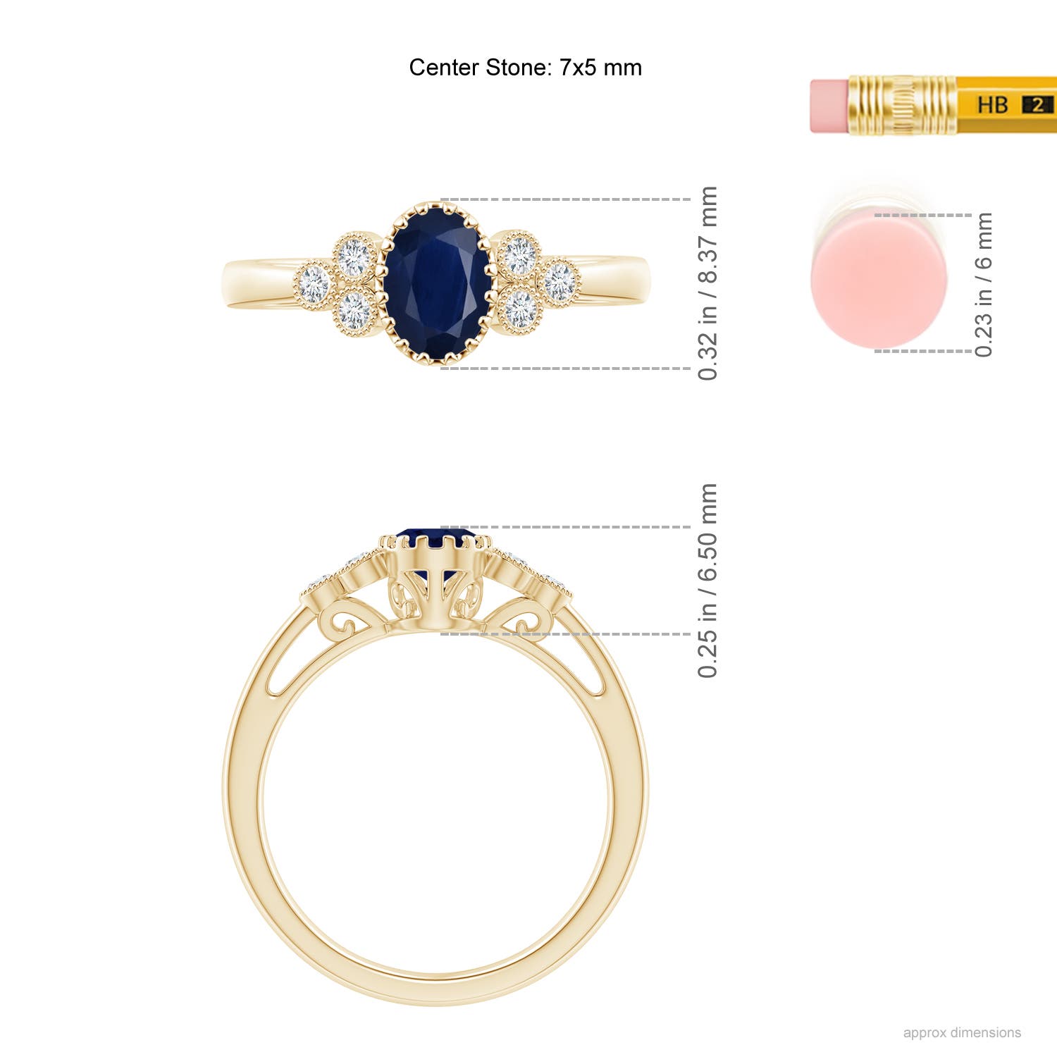 A - Blue Sapphire / 0.99 CT / 14 KT Yellow Gold