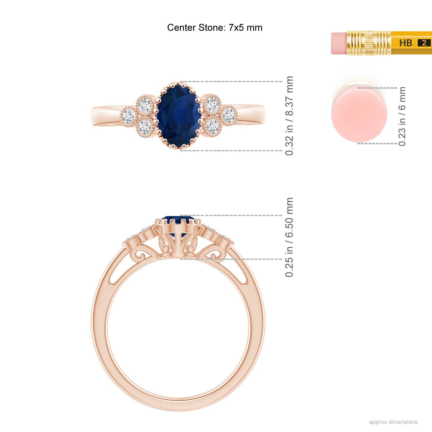 AA - Blue Sapphire / 0.99 CT / 14 KT Rose Gold