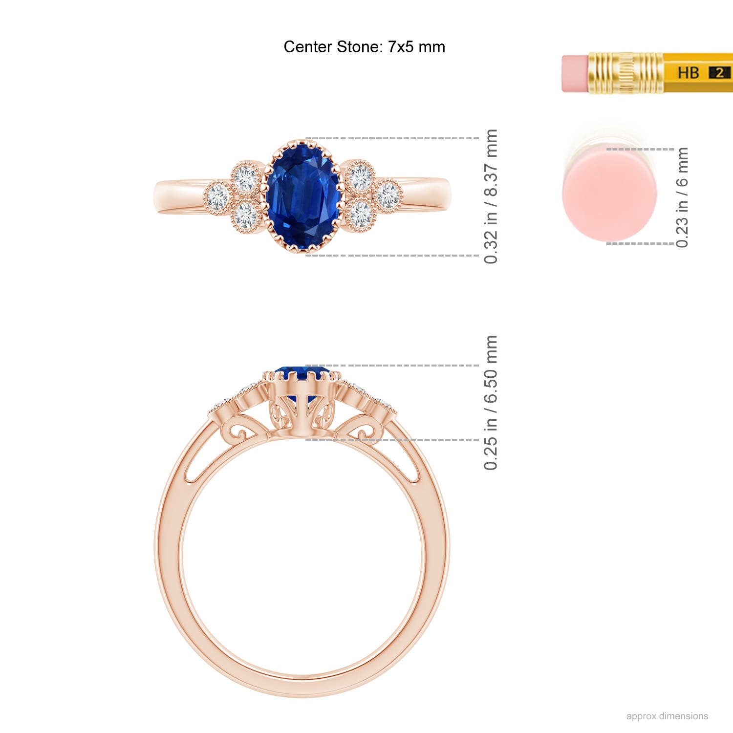 AAA - Blue Sapphire / 0.99 CT / 14 KT Rose Gold