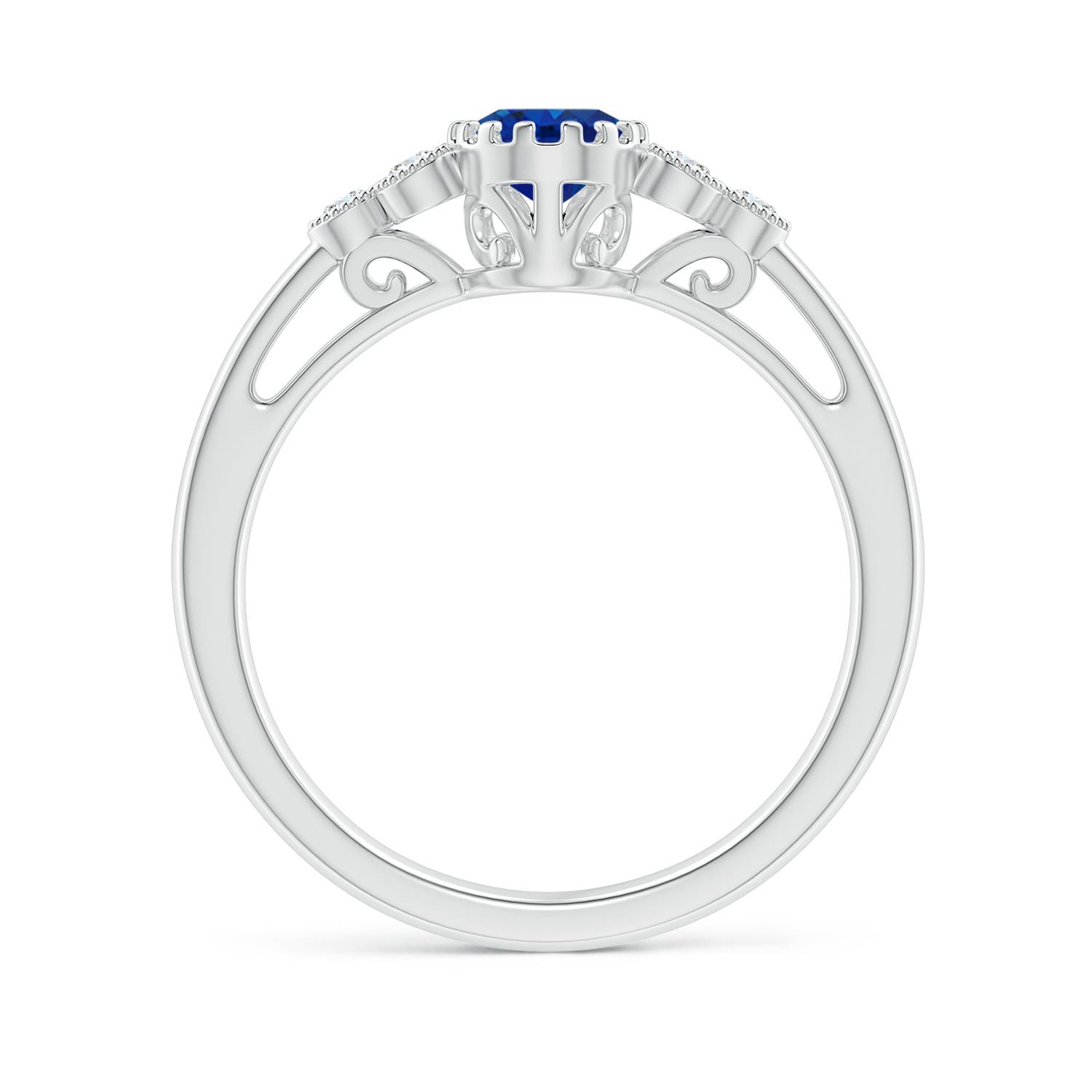 AAA - Blue Sapphire / 0.99 CT / 14 KT White Gold