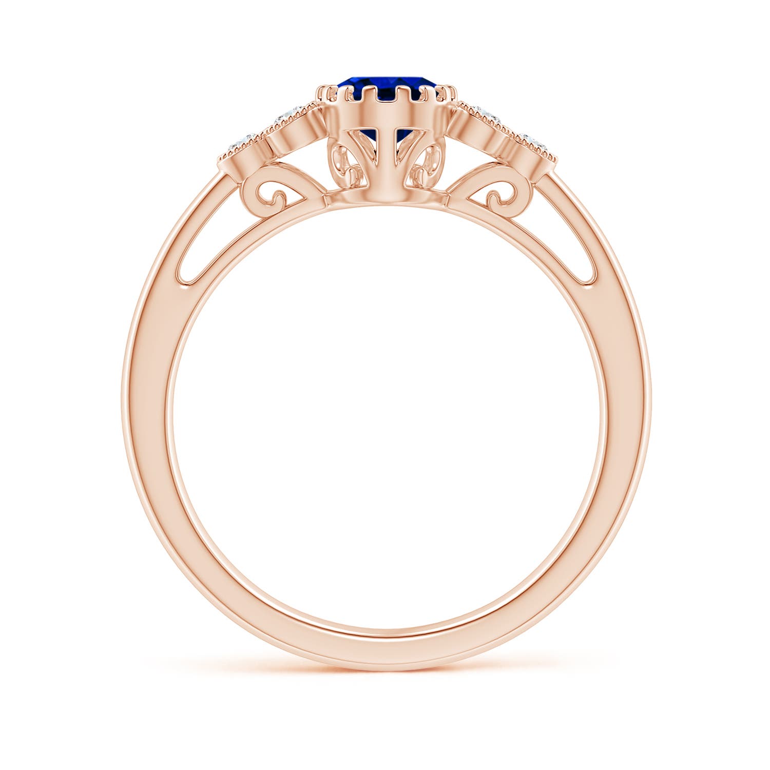 AAAA - Blue Sapphire / 0.99 CT / 14 KT Rose Gold