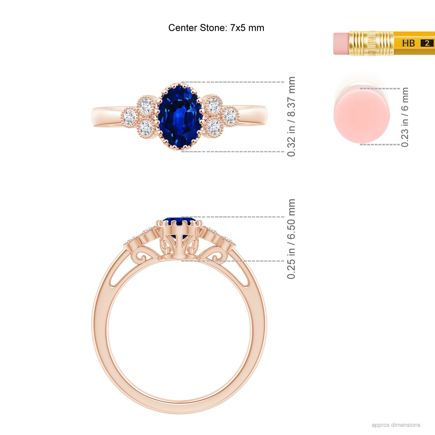 AAAA - Blue Sapphire / 0.99 CT / 14 KT Rose Gold